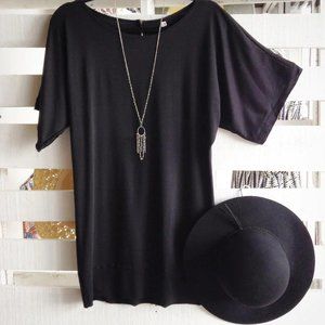 Kimono Black Tunic Mini Dress Size S